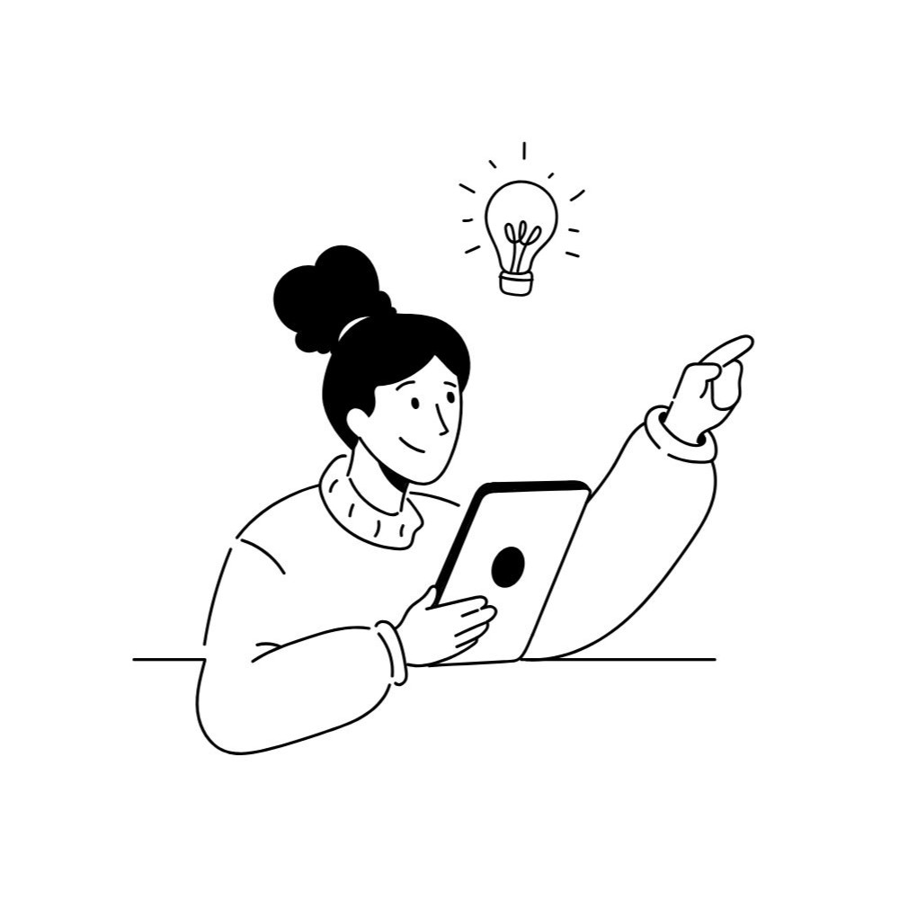 girl with ipad pointing